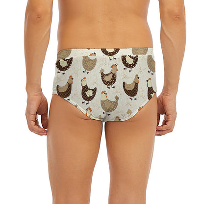 Cute Chicken Pattern Print Men's Briefs