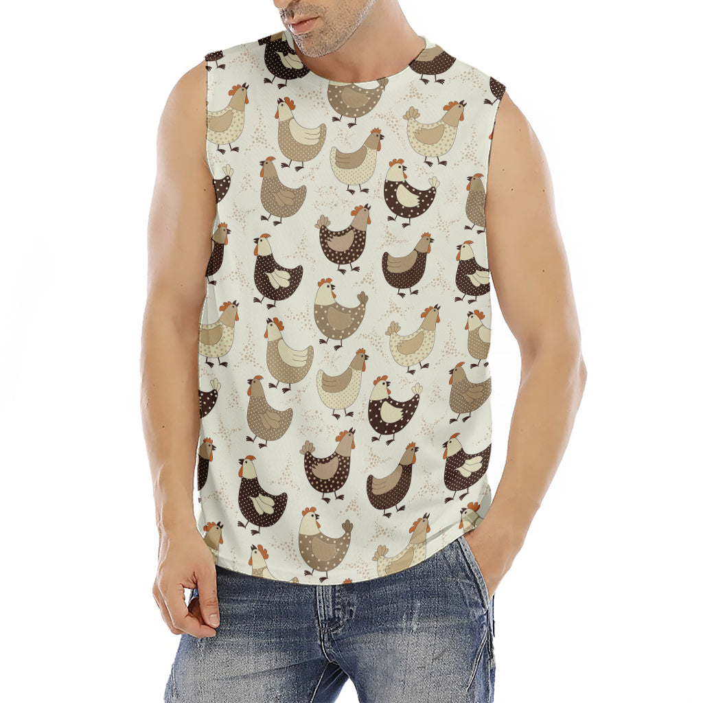 Cute Chicken Pattern Print Men's Fitness Tank Top