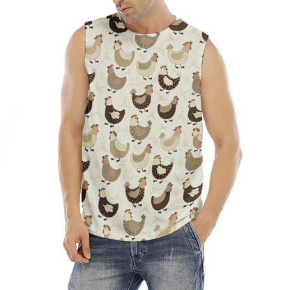 Cute Chicken Pattern Print Men's Fitness Tank Top