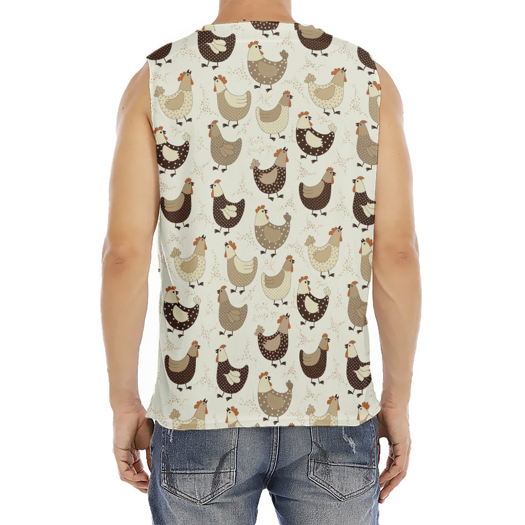 Cute Chicken Pattern Print Men's Fitness Tank Top