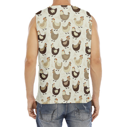 Cute Chicken Pattern Print Men's Fitness Tank Top