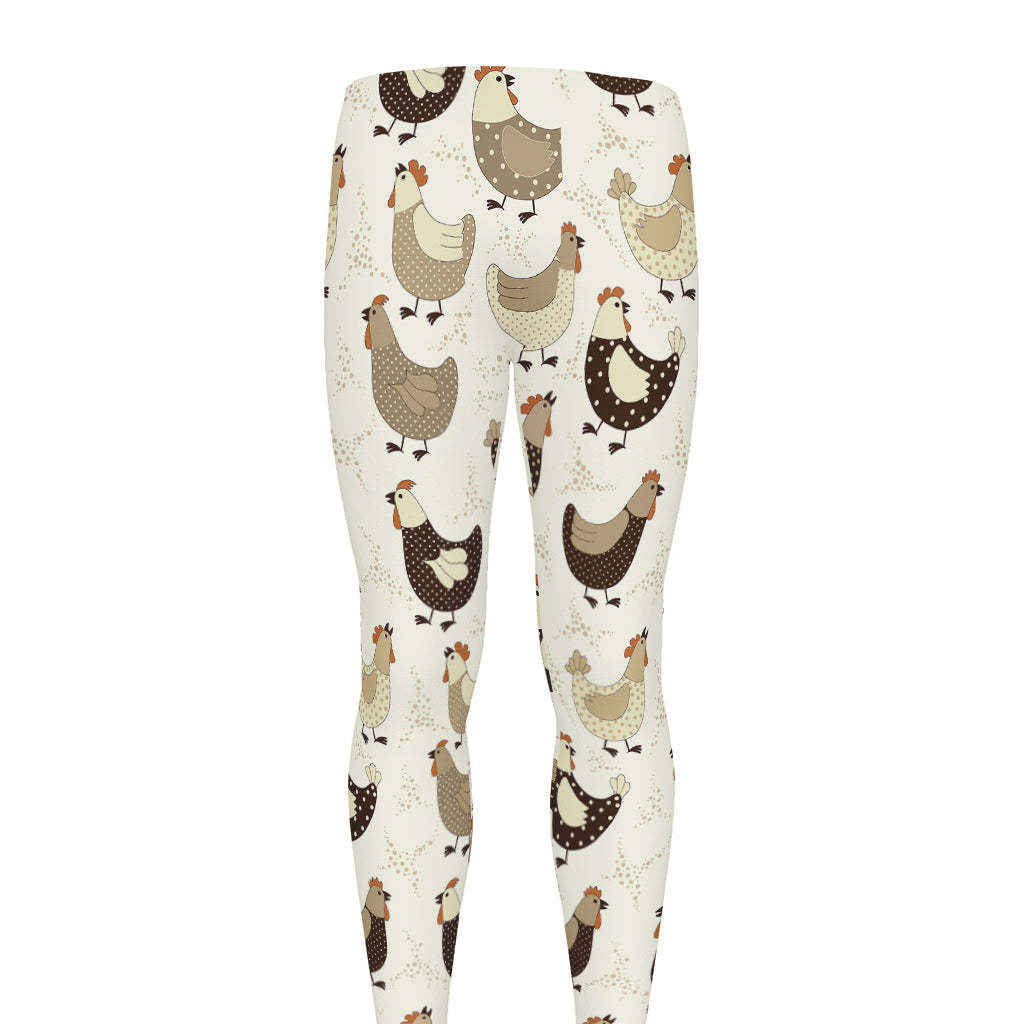 Cute Chicken Pattern Print Men's leggings