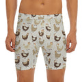 Cute Chicken Pattern Print Men's Long Boxer Briefs