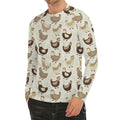 Cute Chicken Pattern Print Men's Long Sleeve Rash Guard