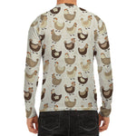 Cute Chicken Pattern Print Men's Long Sleeve Rash Guard