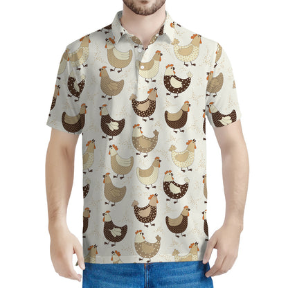 Cute Chicken Pattern Print Men's Polo Shirt