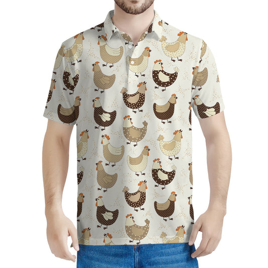 Cute Chicken Pattern Print Men's Polo Shirt