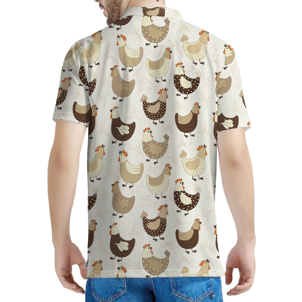 Cute Chicken Pattern Print Men's Polo Shirt