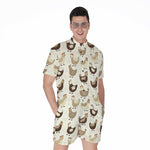 Cute Chicken Pattern Print Men's Rompers