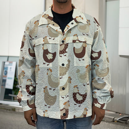 Cute Chicken Pattern Print Men's Shirt Jacket