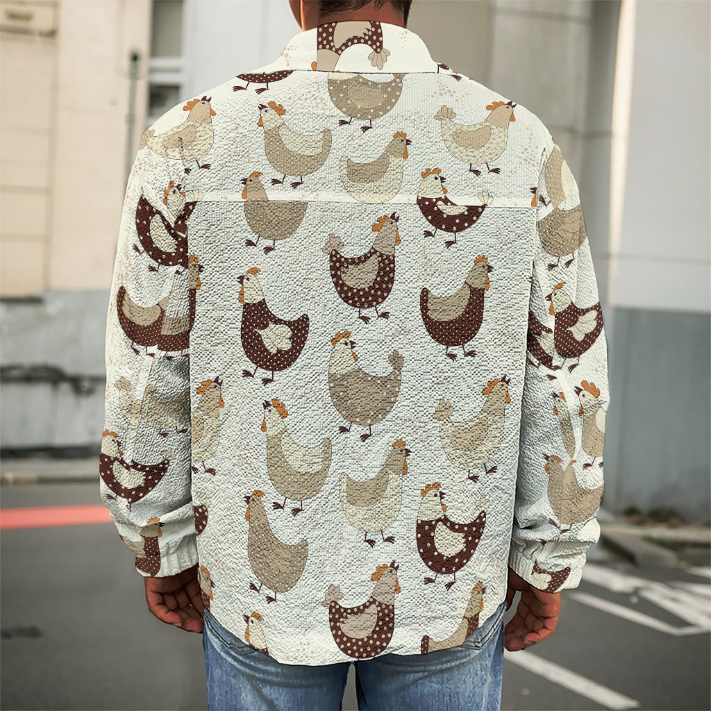 Cute Chicken Pattern Print Men's Shirt Jacket