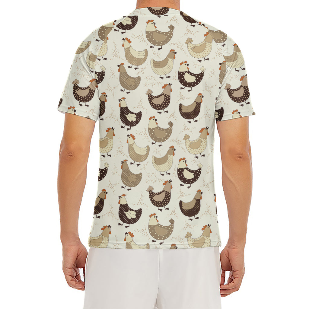 Cute Chicken Pattern Print Men's Short Sleeve Rash Guard
