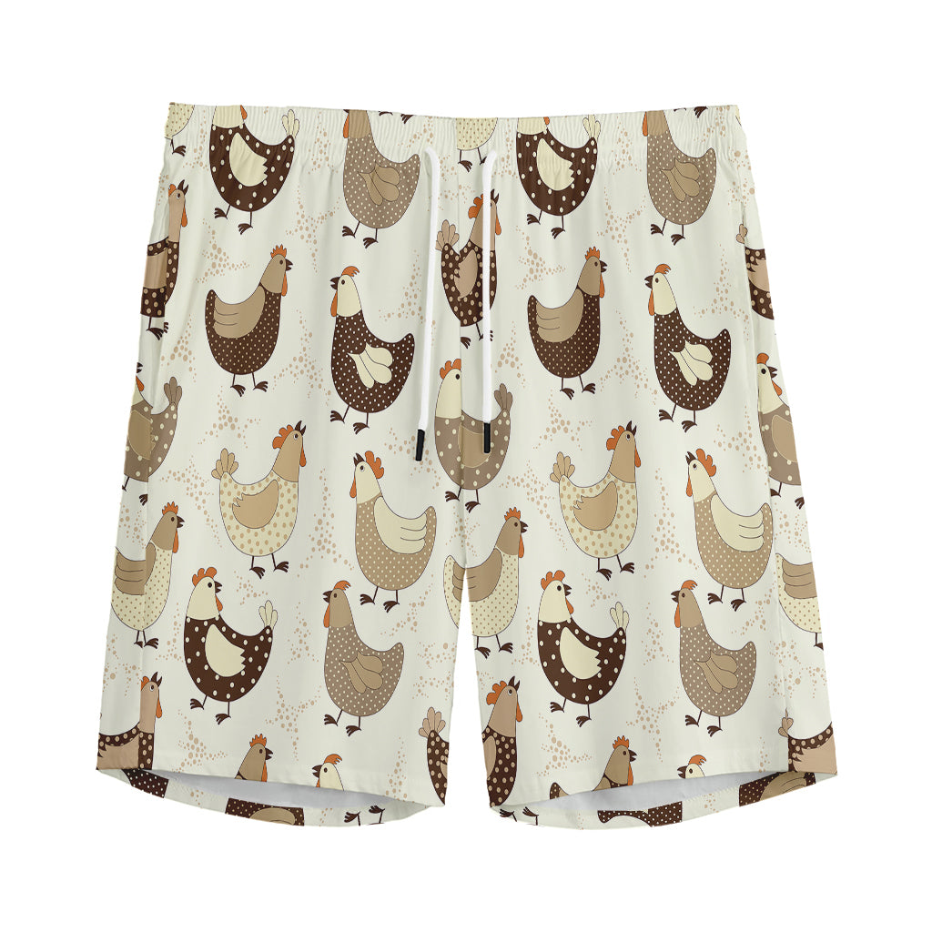 Cute Chicken Pattern Print Men's Sports Shorts