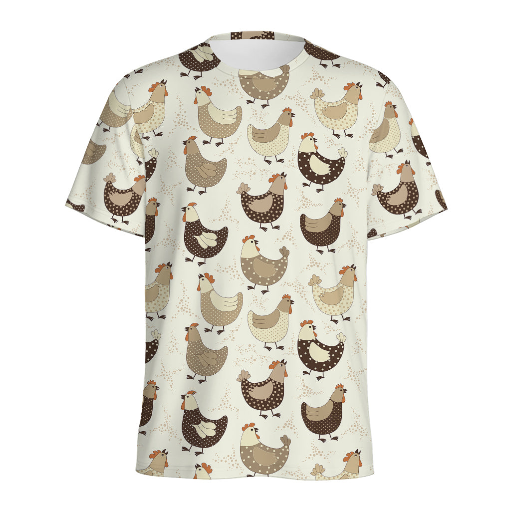 Cute Chicken Pattern Print Men's Sports T-Shirt