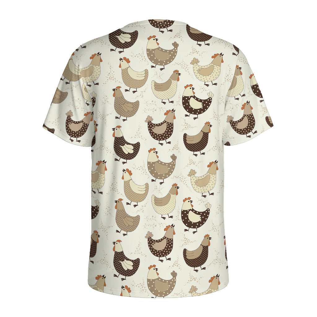 Cute Chicken Pattern Print Men's Sports T-Shirt