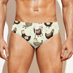 Cute Chicken Pattern Print Men's Swim Briefs