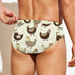 Cute Chicken Pattern Print Men's Swim Briefs