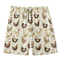 Cute Chicken Pattern Print Men's Swim Trunks