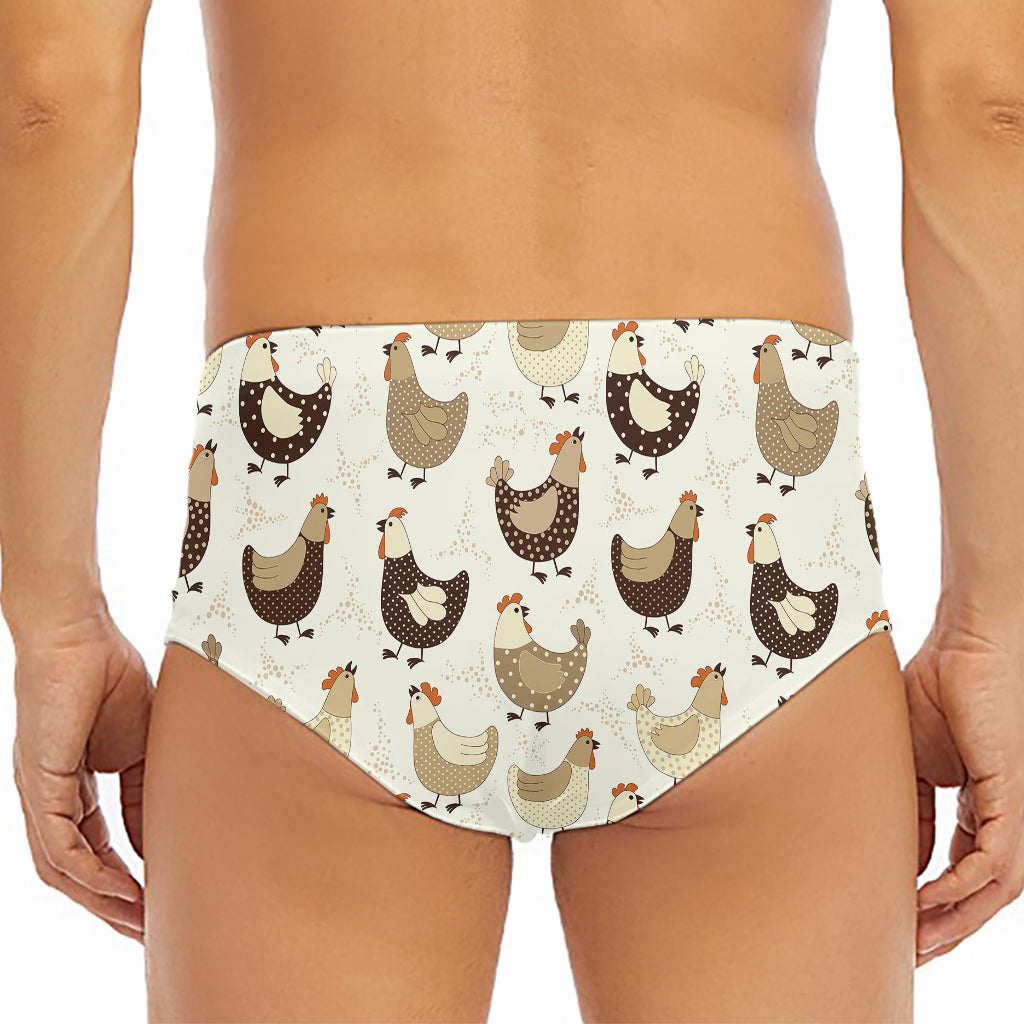 Cute Chicken Pattern Print Men's Triangle Swim Briefs