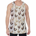 Cute Chicken Pattern Print Men's Velvet Tank Top