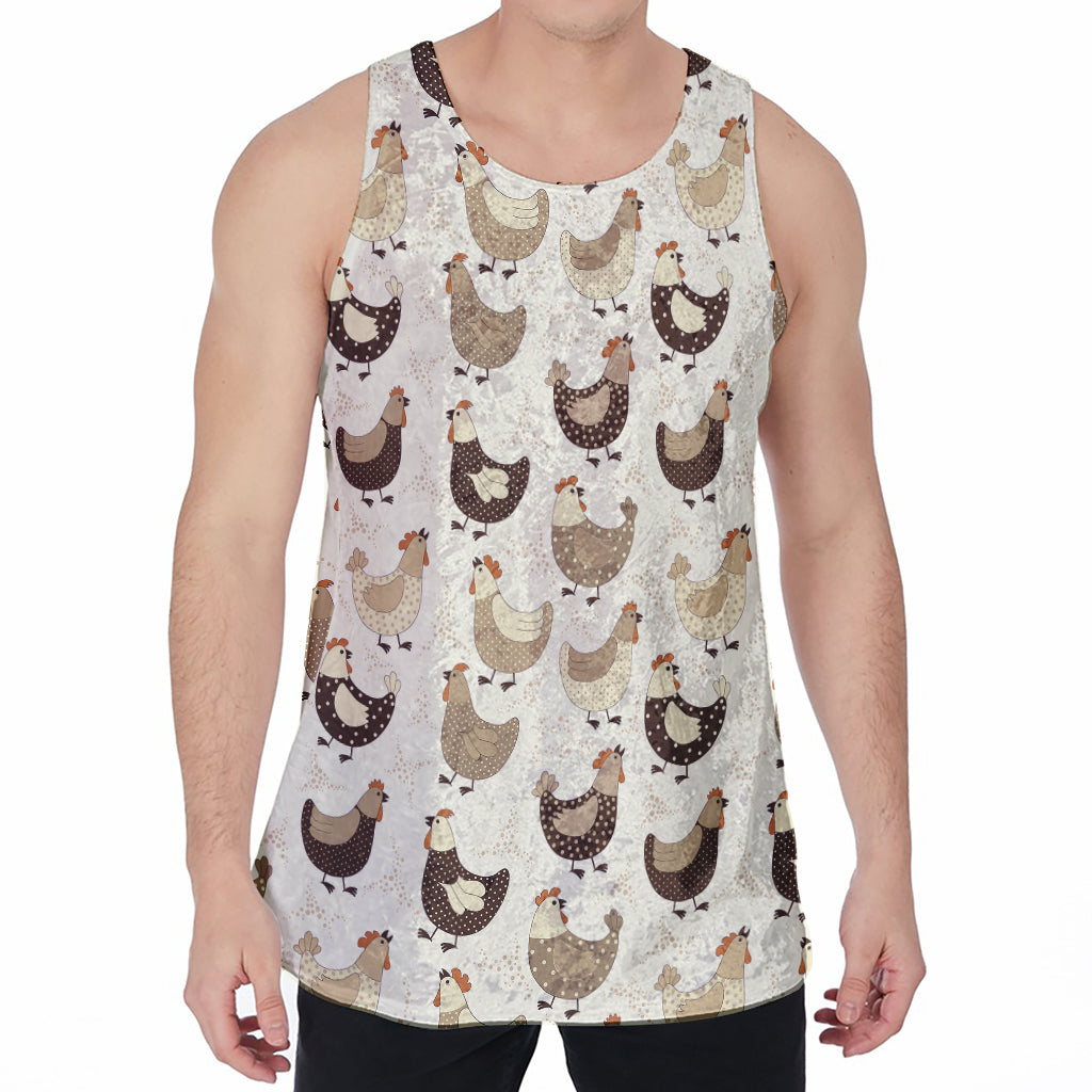 Cute Chicken Pattern Print Men's Velvet Tank Top