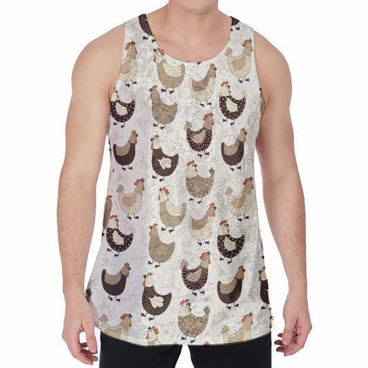 Cute Chicken Pattern Print Men's Velvet Tank Top