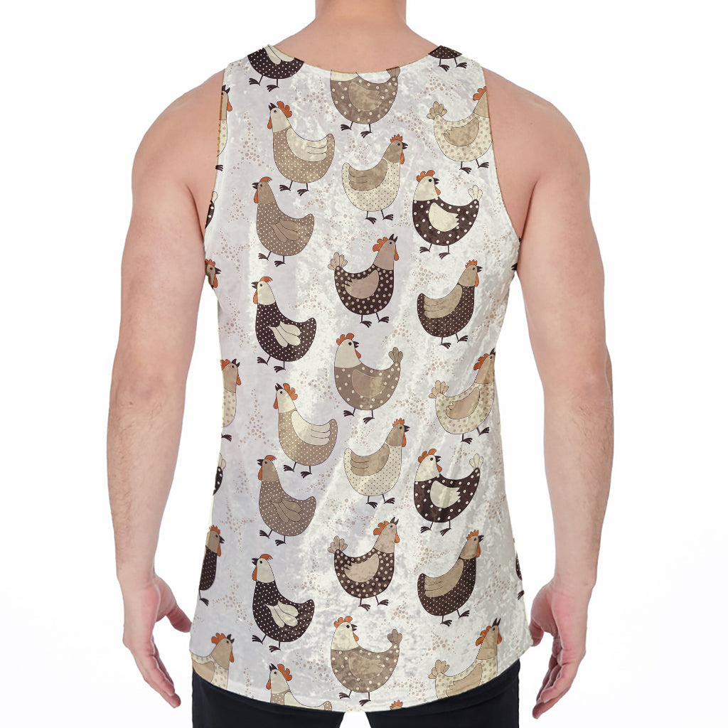 Cute Chicken Pattern Print Men's Velvet Tank Top