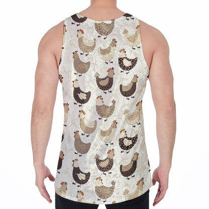 Cute Chicken Pattern Print Men's Velvet Tank Top
