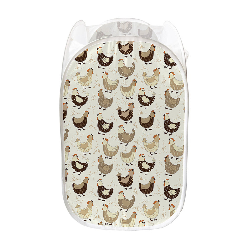 Cute Chicken Pattern Print Mesh Laundry Hamper
