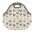 Cute Chicken Pattern Print Neoprene Lunch Bag