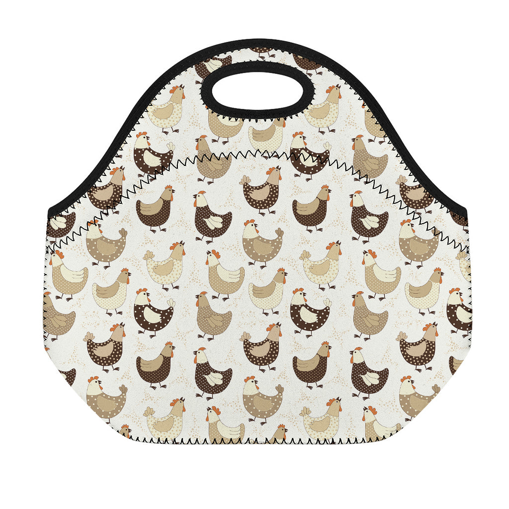 Cute Chicken Pattern Print Neoprene Lunch Bag
