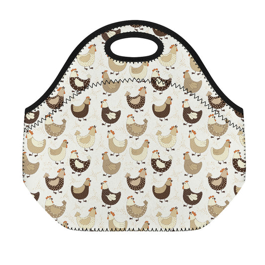 Cute Chicken Pattern Print Neoprene Lunch Bag
