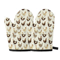 Cute Chicken Pattern Print Oven Mitts