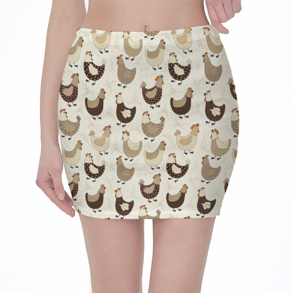Cute Chicken Pattern Print Pencil Mini Skirt