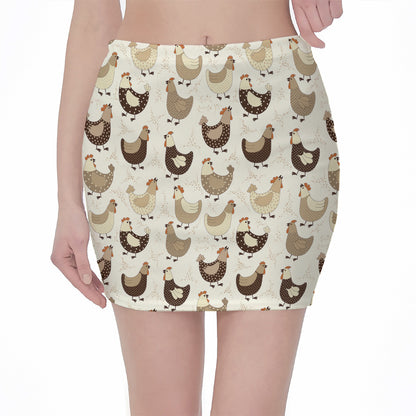 Cute Chicken Pattern Print Pencil Mini Skirt