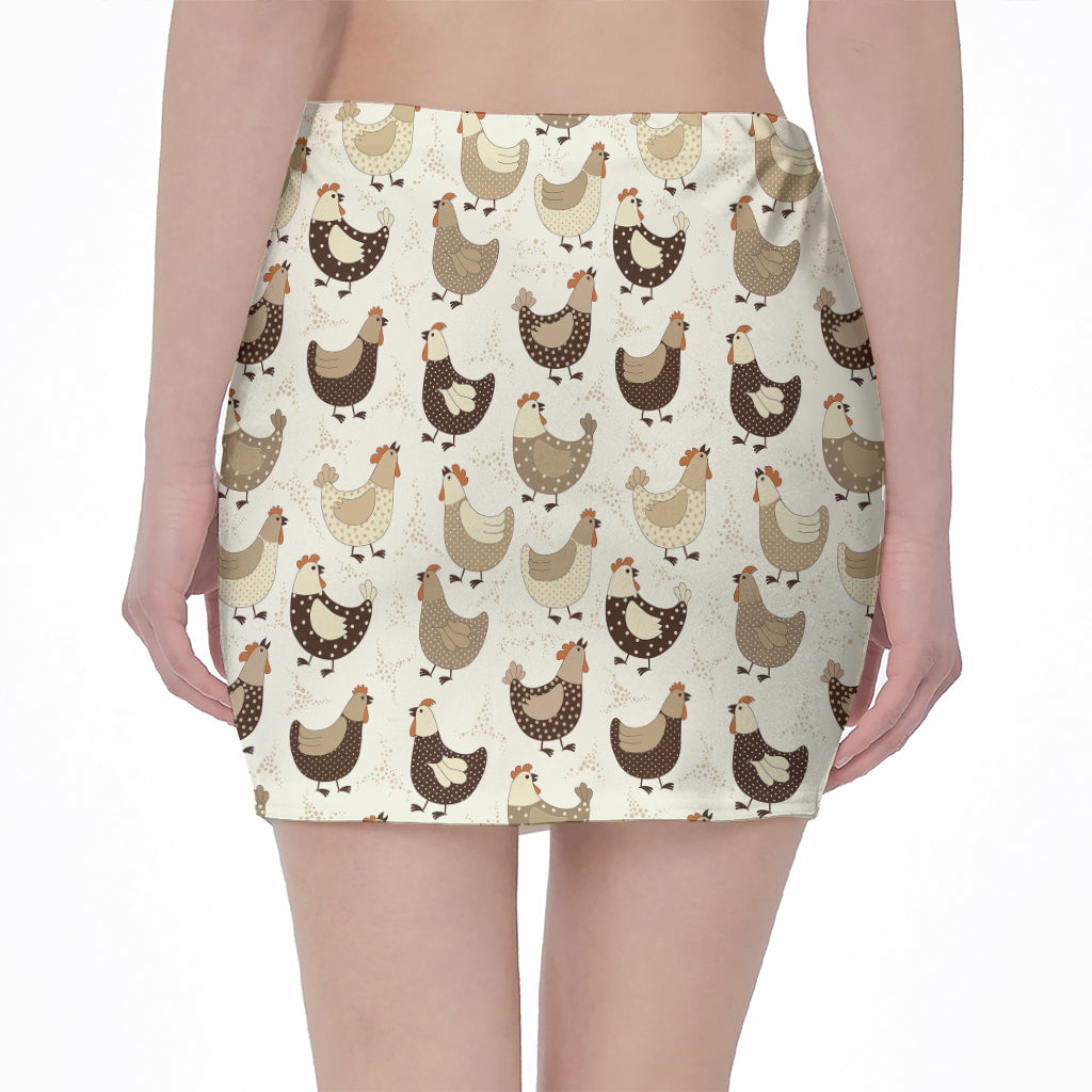 Cute Chicken Pattern Print Pencil Mini Skirt