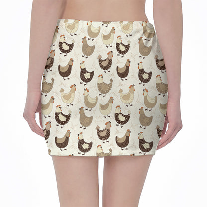 Cute Chicken Pattern Print Pencil Mini Skirt