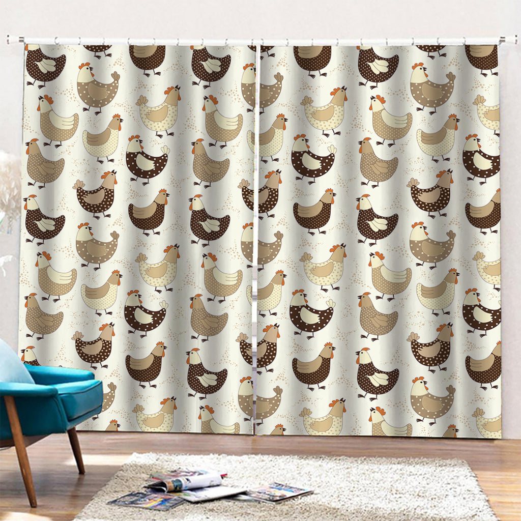 Cute Chicken Pattern Print Pencil Pleat Curtains