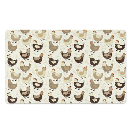 Cute Chicken Pattern Print Polyester Doormat