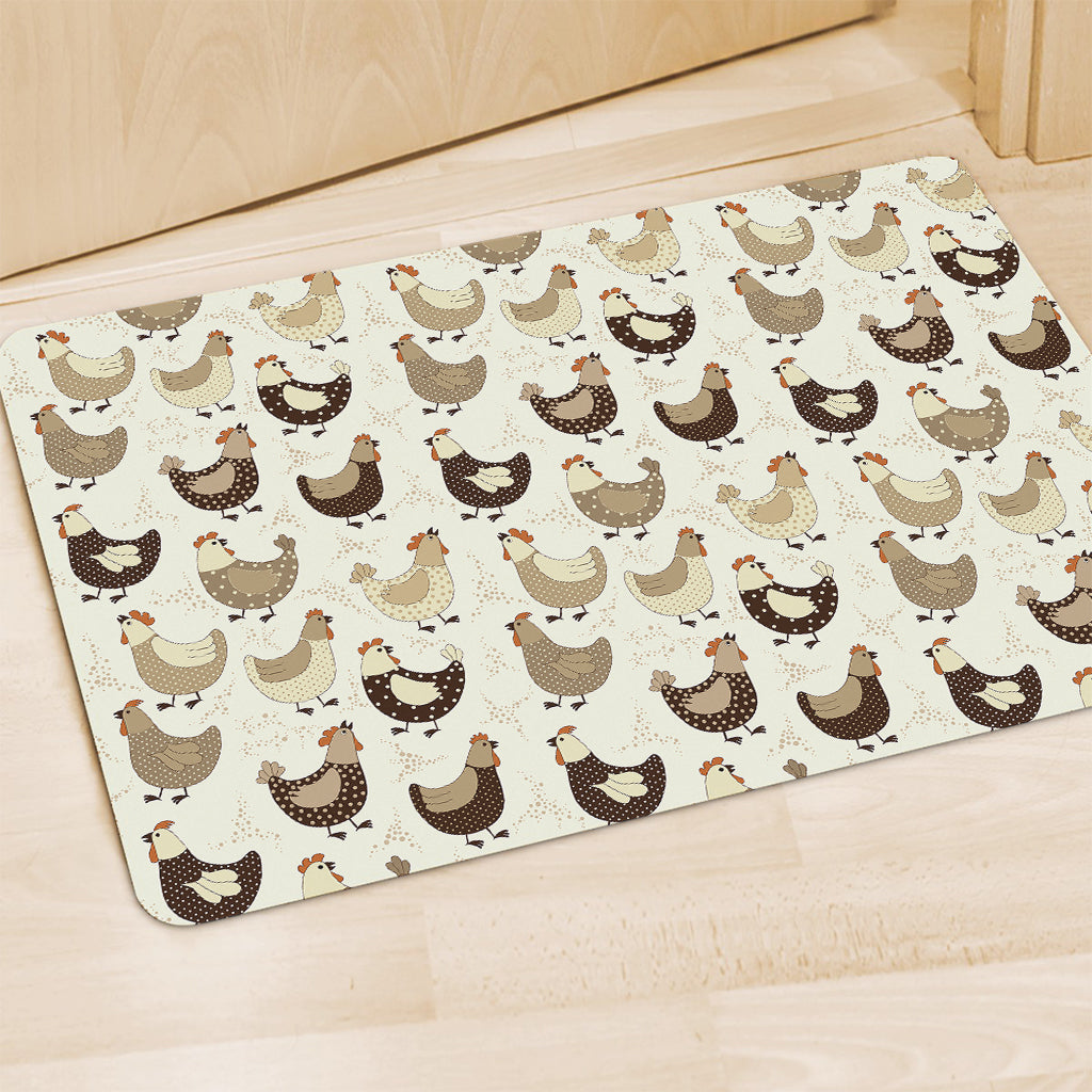 Cute Chicken Pattern Print Polyester Doormat