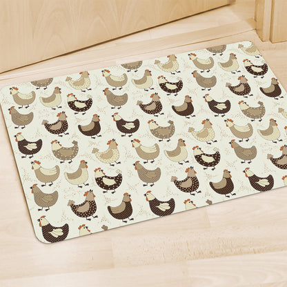 Cute Chicken Pattern Print Polyester Doormat
