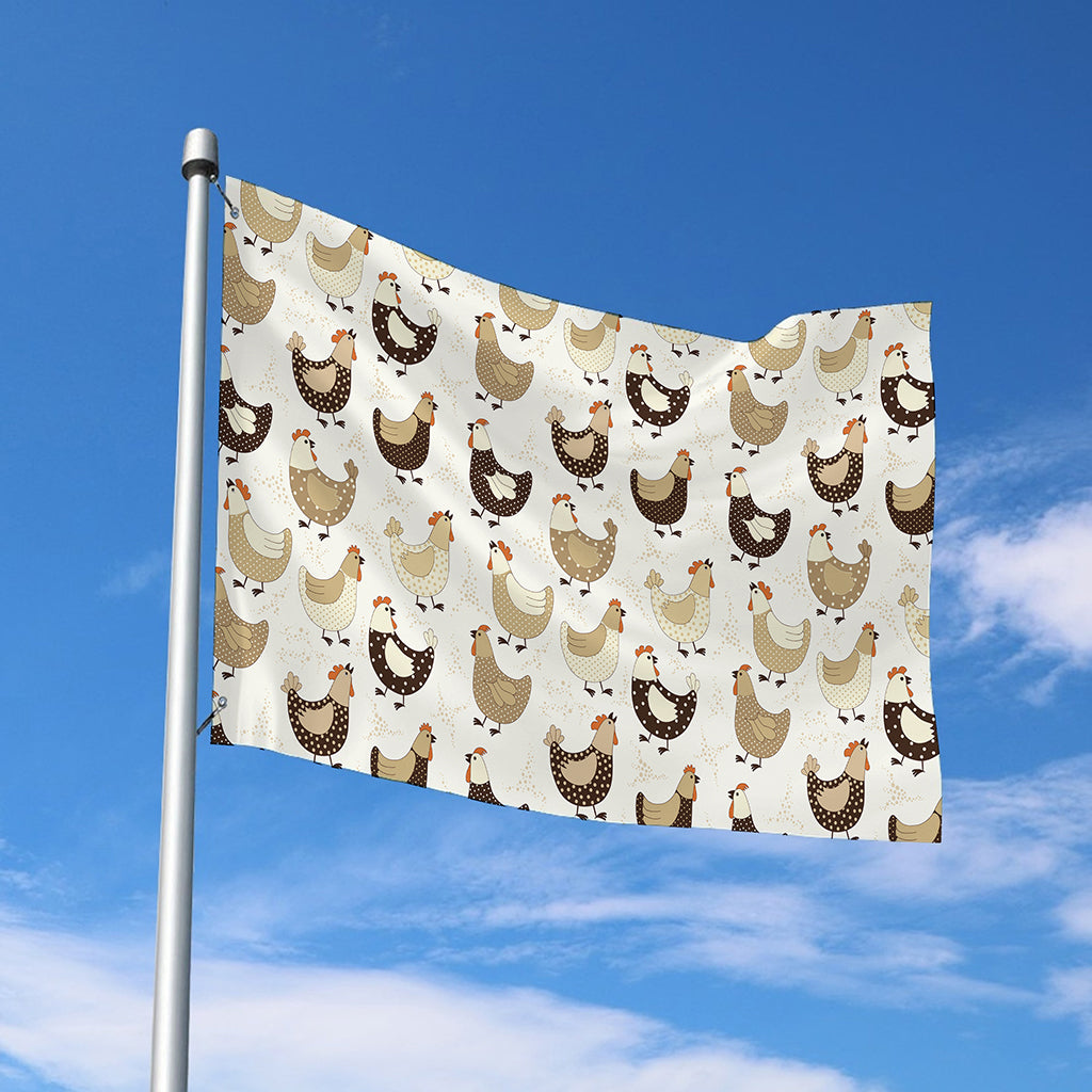 Cute Chicken Pattern Print Polyester Flag