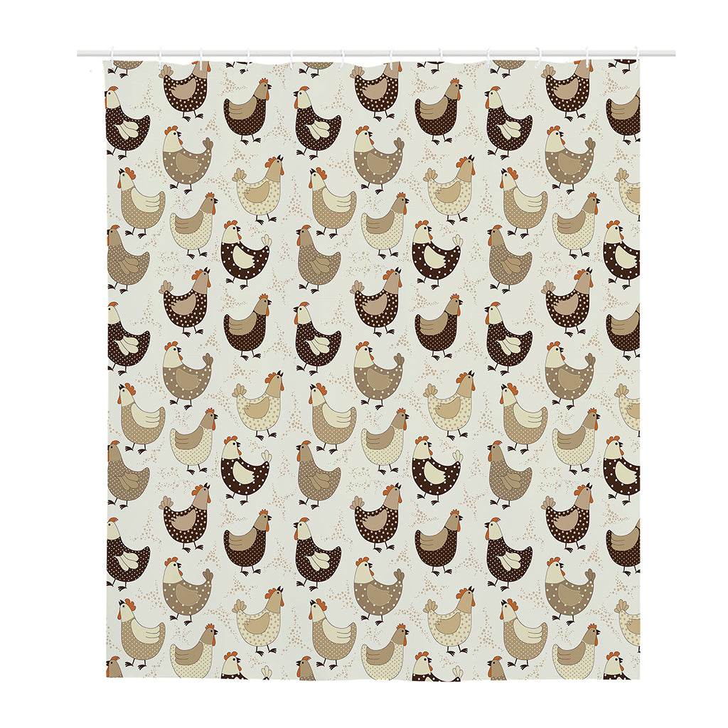 Cute Chicken Pattern Print Polyester Shower Curtain
