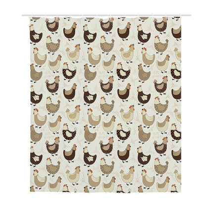 Cute Chicken Pattern Print Polyester Shower Curtain