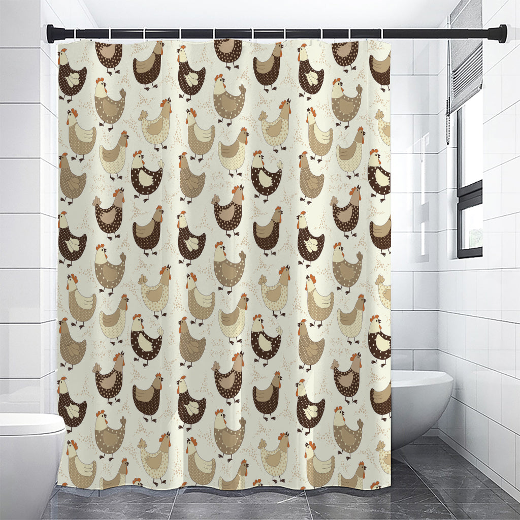 Cute Chicken Pattern Print Premium Shower Curtain