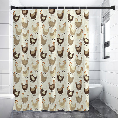 Cute Chicken Pattern Print Premium Shower Curtain