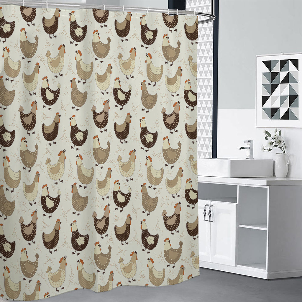 Cute Chicken Pattern Print Premium Shower Curtain