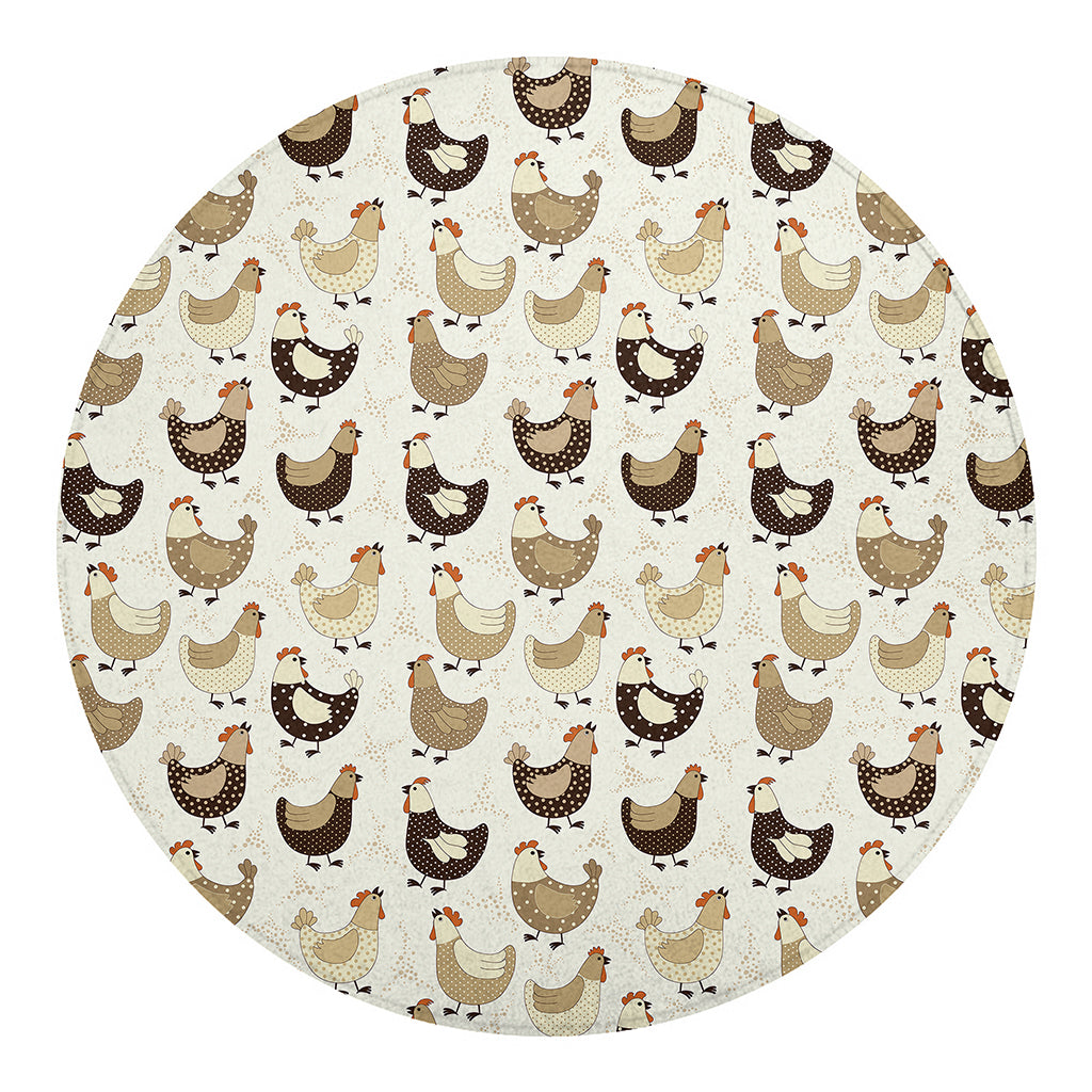 Cute Chicken Pattern Print Round Blanket