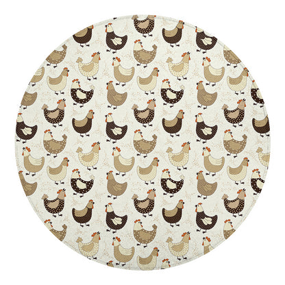 Cute Chicken Pattern Print Round Blanket