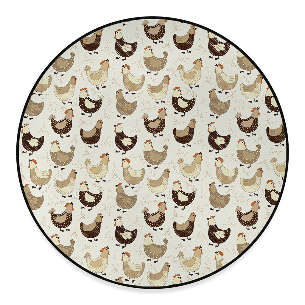 Cute Chicken Pattern Print Round Floor Mat
